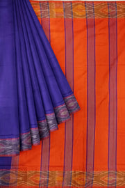 Uppada silk cotton saree in violet &  orange