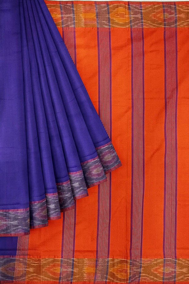 Uppada silk cotton saree in violet &  orange