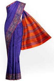 Uppada silk cotton saree in violet &  orange