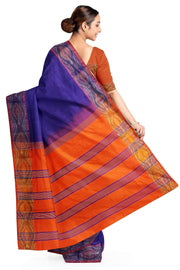 Uppada silk cotton saree in violet &  orange