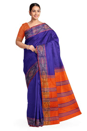 Uppada silk cotton saree in violet &  orange