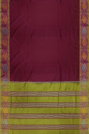 Uppada silk cotton saree in maroon & mehndi green