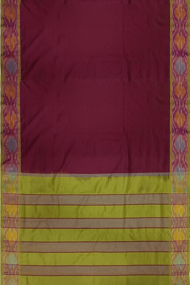 Uppada silk cotton saree in maroon & mehndi green