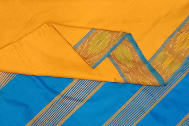 Uppada silk cotton saree in mango yellow & blue