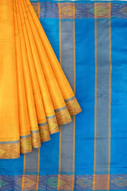 Uppada silk cotton saree in mango yellow & blue