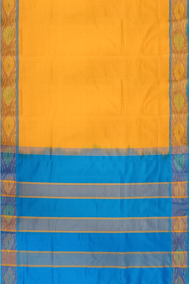 Uppada silk cotton saree in mango yellow & blue