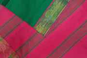 Uppada silk cotton saree in bottle green & pink