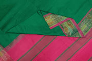 Uppada silk cotton saree in bottle green & pink