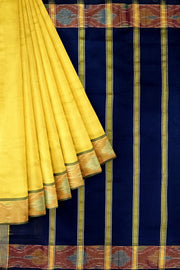 Uppada silk cotton saree in yellow & blue