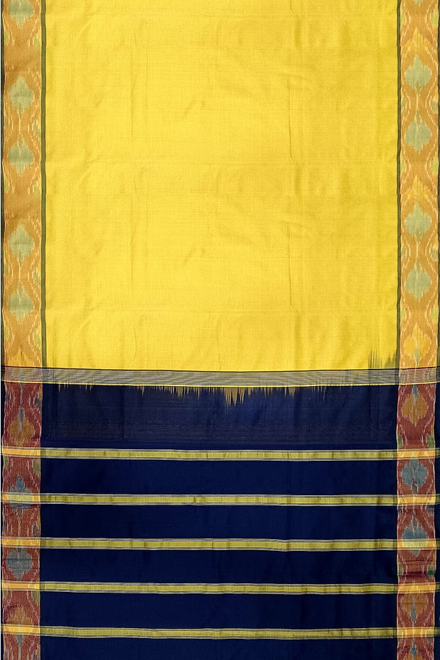 Uppada silk cotton saree in yellow & blue