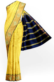 Uppada silk cotton saree in yellow & blue