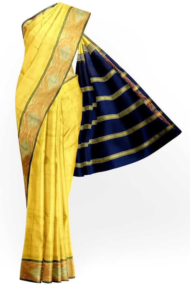 Uppada silk cotton saree in yellow & blue