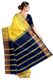 Uppada silk cotton saree in yellow & blue