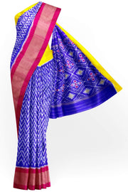 Ikat pure silk saree in blue with choktha bhat pattern in pallu