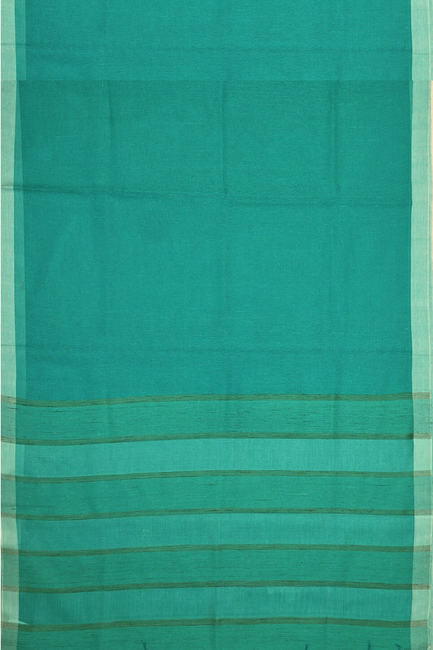 Handloom desi tussar pure silk saree in fine striped aqua blue